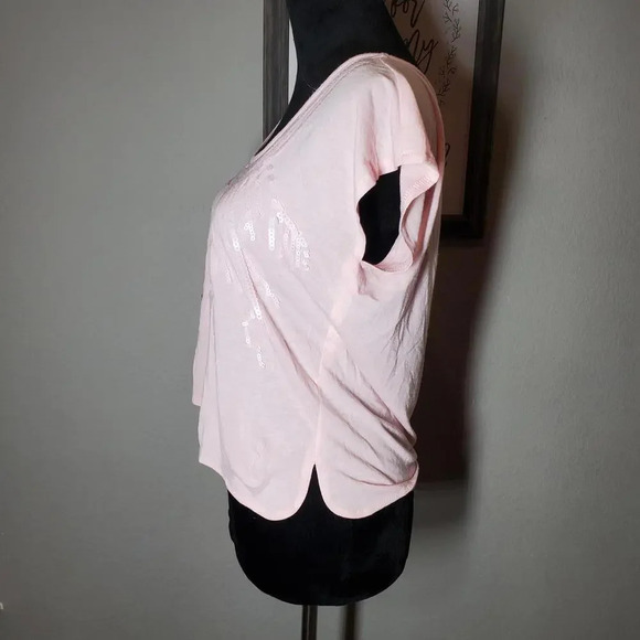 Love Tease Sequined Cotton Dolman Sleeve Blouse Pink Size Medium - Picture 10 of 11
